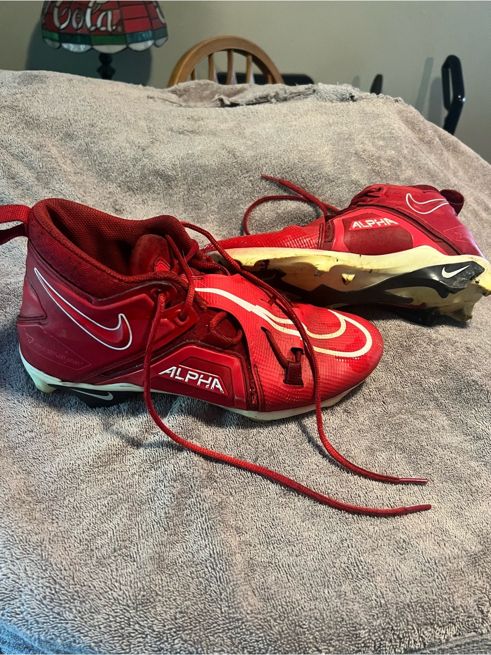 Nike Mens Red Alpha Pro 3 Football Cleats